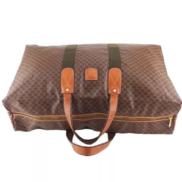 Celine Boston Bag Macadam Beige PVC x Leather Authentic USED - Picture 6 of 11